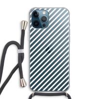 Strepen zwart-wit: iPhone 12 Pro Max Transparant Hoesje met koord