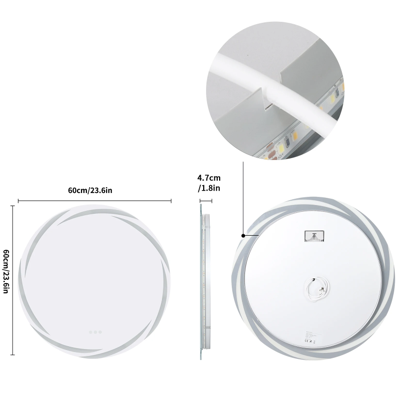 GlowRound Anti-condens LED Badkamerspiegel - Ronde HD Wandspiegel met Verlichting (3 Lichtkleuren) GlowRound Anti-condens LED Badkamerspiegel - Ronde HD Wandspiegel met Verlichting (3 Lichtkleuren)