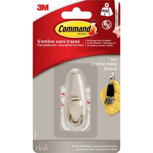 3M Command-Small metalen haak „klassiek” (l x b x h) 67 x 25 x 25 mm Nikkel (geborsteld) Inhoud: 1 stuk(s)