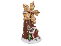 Kerstmolen LED 34 cm gingerbread 3xAA adapter connection - Hit