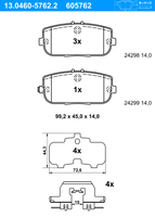 Remblokkenset, schijfrem ATE, u.a. fÃ¼r Mazda, Fiat, Abarth