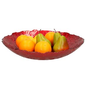 Decoratie schaal/fruitschaal van glas rood rond D40 x H7 cm