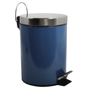 Prullenbak/pedaalemmer - metaal - marine blauw - 3 liter - 17 x 25 cm - Badkamer/toilet