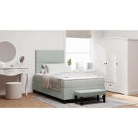 Boxspringbed met Matras & Bank Lichtgrijs 120x200 cm Fluweel