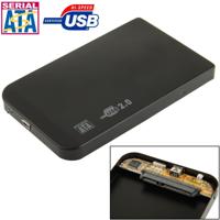 Externe USB 2.0 behuizing voor 2.5 inch SATA HDD harde schijf, Afmetingen: 126 x 75 x 13 mm (zwart)