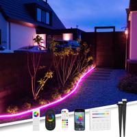 3 meter RGB neon led flex midi recht - complete set neon verlichting met grondspiezen