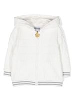 Moschino Kids hoodie zippé à logo brodé - Blanc - thumbnail