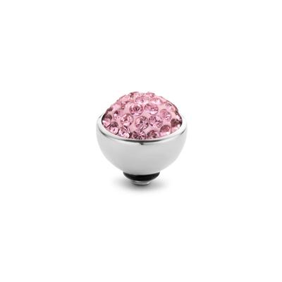 Melano Twisted Shiny Steentje Light Rose | Zilver