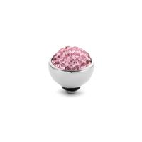 Melano Twisted Shiny Steentje Light Rose | Zilver