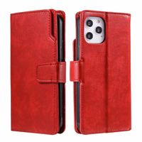 iPhone 12 hoesje - Bookcase - Pasjeshouder - Portemonnee - Luxe - Kunstleer - Rood - thumbnail