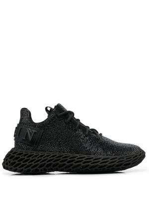 Philipp Plein baskets en cuir à ornements en cristal - Noir