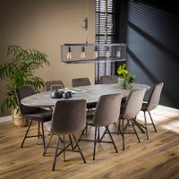 LifestyleFurn Ovale Eettafel Nola 240 x 105cm, 3D-betonlook - 3D betonlook grijs - Ovaal - thumbnail