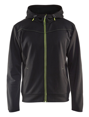 Blåkläder Hoodie met rits 33632526 | Zwart/High-Vis Geel | Maat L - 7330509550212