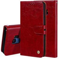 Voor Galaxy S9 olie Wax textuur horizontale Flip lederen draagtas met houder & kaartsleuven & Wallet(Red)