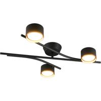 LED Plafondlamp - Trio Select Coda - 3 Lichtpunten - GX53-fitting - Draaibaar - IP20 - Zwart/Goud - Metaal