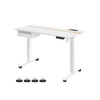 In hoogte verstelbaar elektrisch bureau met stopcontact en lade, Wit / 60 x 120 x (72-120) cm