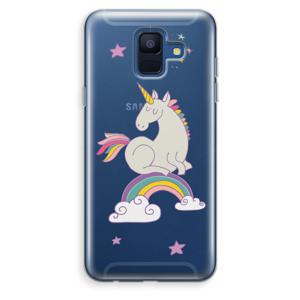 Regenboog eenhoorn: Samsung Galaxy A6 (2018) Transparant Hoesje