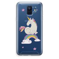Regenboog eenhoorn: Samsung Galaxy A6 (2018) Transparant Hoesje - thumbnail