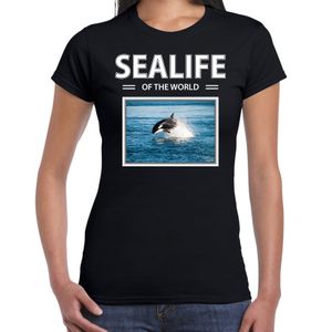 Orkas t-shirt met dieren foto sealife of the world zwart voor dames