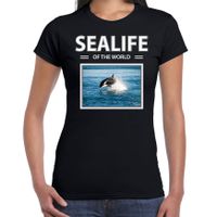 Orkas t-shirt met dieren foto sealife of the world zwart voor dames - thumbnail