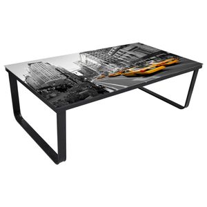 The Living Store Salontafel Moderne Stijl - Rechthoekig - Ijzer en Gehard Glas - 90x45x32cm