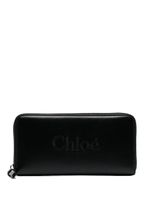 Chloé Sense logo-embroidered leather wallet - Noir - thumbnail