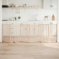 VidaXL Hondenhek met deur opvouwbaar 6 panelen 300 cm massief vurenhout