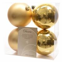 Decoris Kerstballen - 8x st - goud - D10 cm - kunststof - kerstversiering