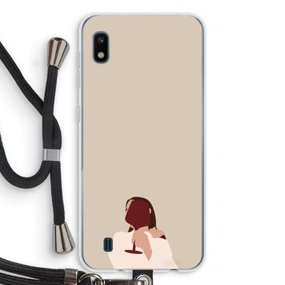 I drink wine: Samsung Galaxy A10 Transparant Hoesje met koord