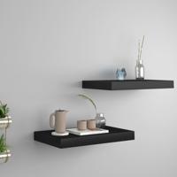 Wandschappen zwevend 2 st 40x23x3,8 cm MDF zwart - thumbnail