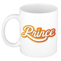 Koningsdag prince met kroontje mok/ beker wit 300 ml - thumbnail