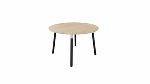 Tafel 9311 rond - 120 cm. - Wit - Eiken licht - Beuken donker