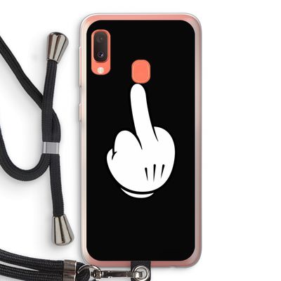 Middle finger black: Samsung Galaxy A20e Transparant Hoesje met koord