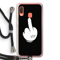 Middle finger black: Samsung Galaxy A20e Transparant Hoesje met koord