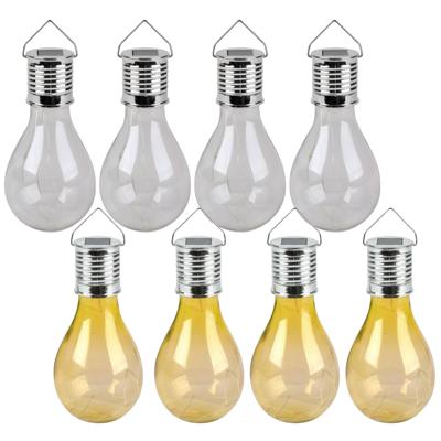 Solar sfeer tuin hanglamp - 8x stuks - geel / wit - kunststof - 15 cm
