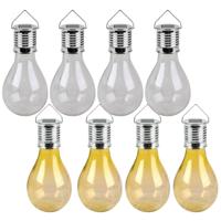 Solar sfeer tuin hanglamp - 8x stuks - geel / wit - kunststof - 15 cm