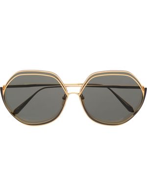 Linda Farrow lunettes de soleil à monture géométrique - Or