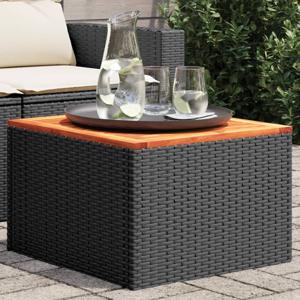 Tuintafel 55x55x37 cm poly rattan en acaciahout zwart