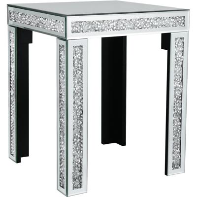 Bijzettafel - Trion Glitt - Console Tafel - 40x50x40cm - Spiegelglas - Glittereffect - Kunststof