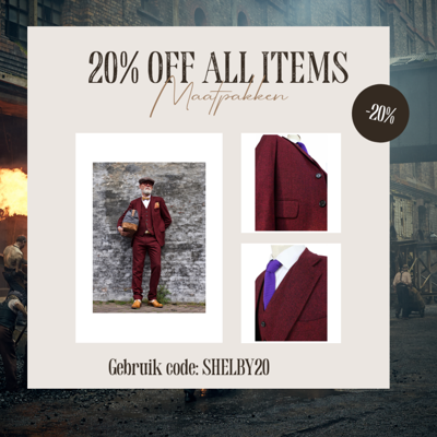 Maatpak Voor Heren | 3-delig Pak | Rood Barleycorn | Scudboat | Peaky Blinders | Peaky Blinders