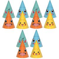 Pokemon themafeest feesthoedjes - 24x - papier - H16 cm