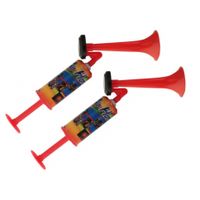 Stadion toeter/luchthoorn met handpomp - 2x - op luchtdruk - 40 cm