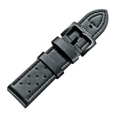 CAGARNY eenvoudige Fashion horloges Band groene gesp lederen horlogebandje breedte: 24mm(Black)