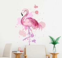 Vogel muursticker flamingo schildering - thumbnail