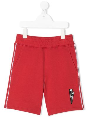 Neil Barrett Kids short à bande logo - Rouge