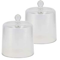 Decoratie stolp klein - 2x stuks - transparant glas - D13 x H16 cm - cloche stolpen