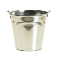 Zinken emmertje/bloempot zilver 14 cm hoog   -