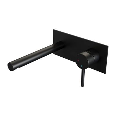Brauer Black Edition Wastafelmengkraan inbouw - rechte uitloop links - hendel lang smal - afdekplaat - model A 1 - mat zwart 5-S-004-S2