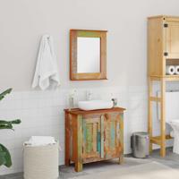 Badkamerset met kast en spiegel massief gerecycled hout