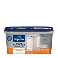Verf voor bevlekte en vervuilde muren en plafonds - Speciaal voor waterschade - Mat wit - RIPOLIN - 2,5L